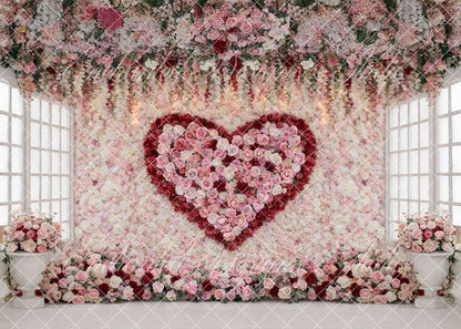 Avezano Pink White Red Heart Floral Wall Backdrop Designed By Enchanted Design Studio