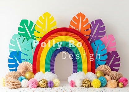 Avezano Rainbow Paper Craft Tropical Leaf Photography Backdrop Designed By Polly Ro Design