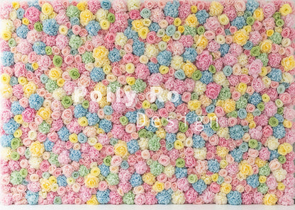 Avezano Pastel Multi-Color Floral Wall Photography Backdrop Designed By Polly Ro Design