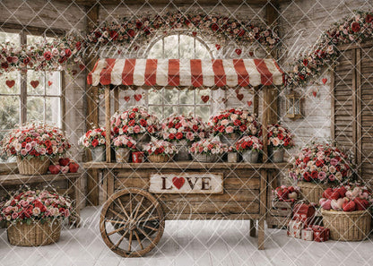 Avezano Heart Floral Wooden Cart Photography Backdrop Designed By Enchanted Design Studio