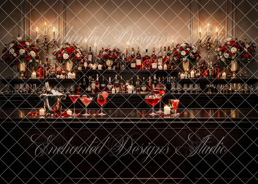 Avezano Red White Floral Bar Photography Backdrop Designed By Enchanted Design Studio