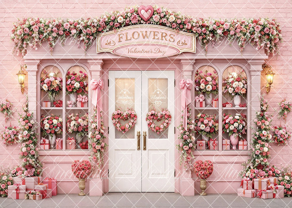 Avezano Pink Floral Valentine Flower Shop Photography Backdrop Designed By Enchanted Design Studio