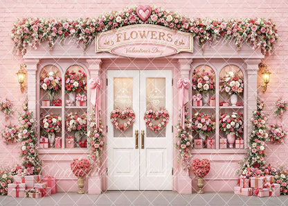 Avezano Pink Floral Valentine Flower Shop Photography Backdrop Designed By Enchanted Design Studio