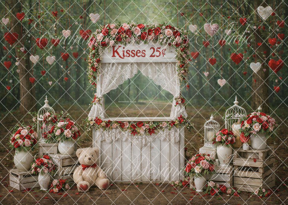 Avezano Lace Rose Stand on Valentine's Day Photography Backdrop Designed By Enchanted Design Studio