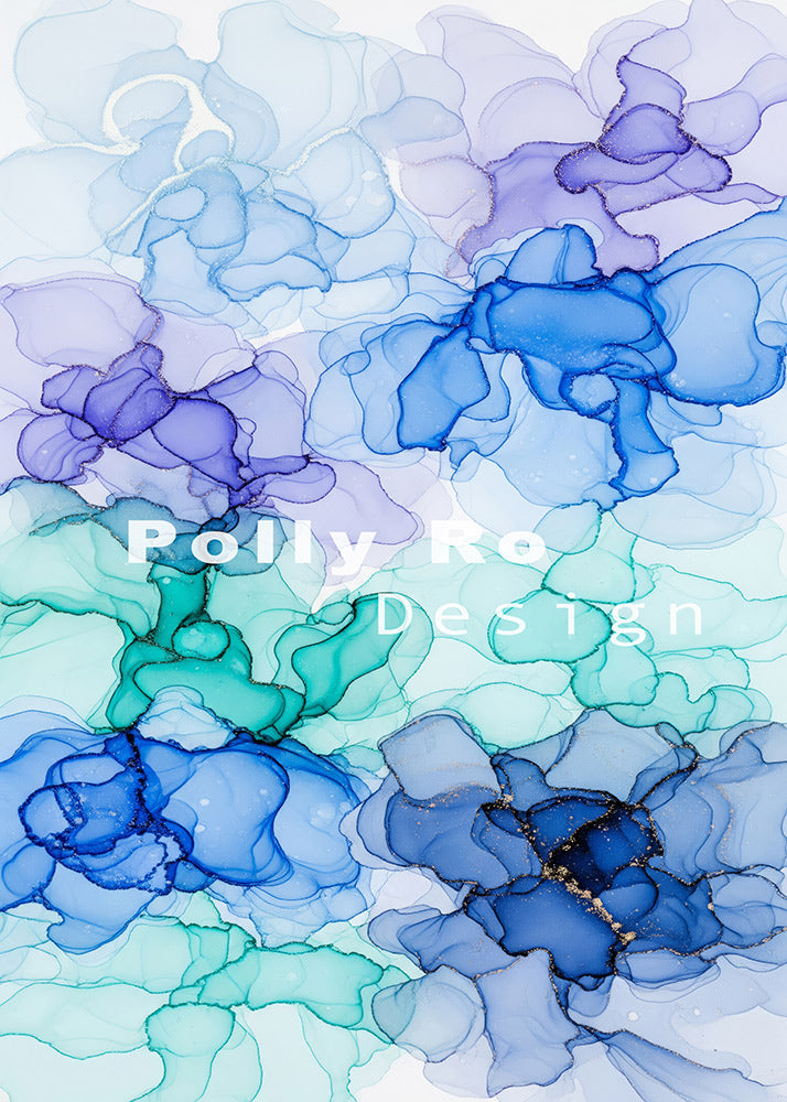 Avezano Blue Purple Teal Ink Wash with Gold Foil Photography Backdrop Designed By Polly Ro Design