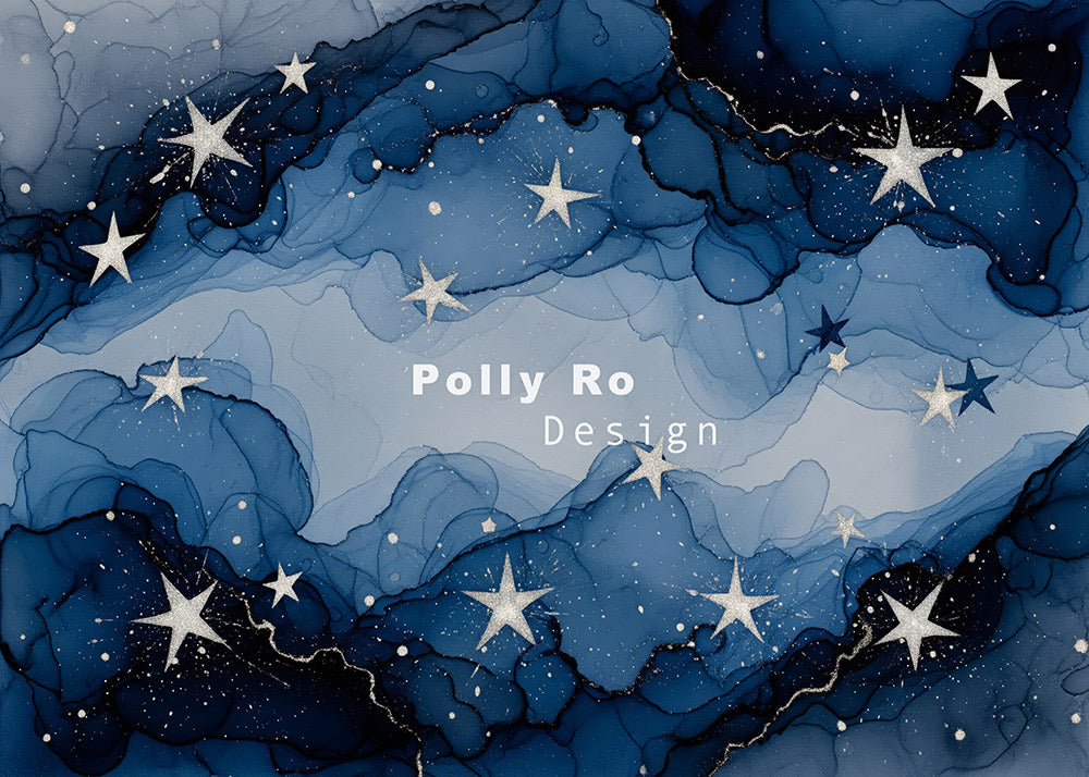 Avezano Dark Blue Ink Wash Starry Sky Photography Backdrop Designed By Polly Ro Design
