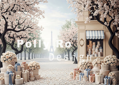 Toile de fond pour photographie de baiser de roses et de ballons de la Saint-Valentin d'Avezano conçue par Polly Ro Design