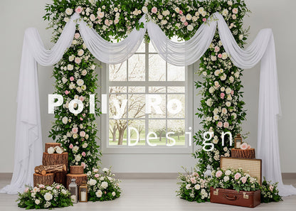 Avezano White Sheer Curtain Floral Column Window Photography Backdrop Designed By Polly Ro Design