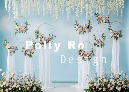 Toile de fond pour photographie de baiser de roses et de ballons de la Saint-Valentin d'Avezano conçue par Polly Ro Design