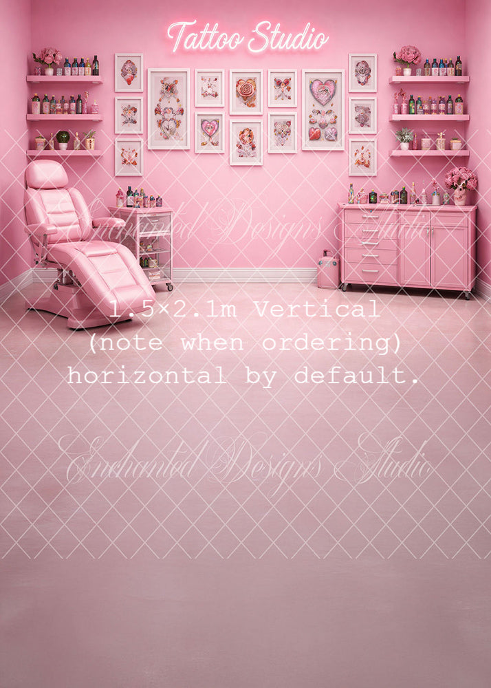 Avezano Pink Tattoo Studio Backdrop Designed By Enchanted Design Studio