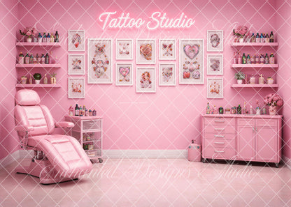 Avezano Pink Tattoo Studio Backdrop Designed By Enchanted Design Studio