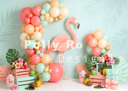 Toile de fond pour photographie de baiser de roses et de ballons de la Saint-Valentin d'Avezano conçue par Polly Ro Design