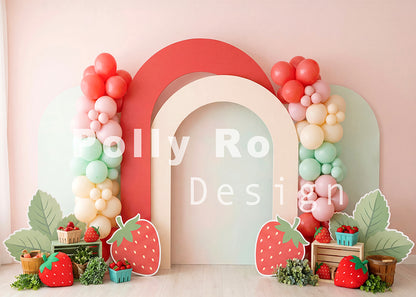 Toile de fond pour photographie de baiser de roses et de ballons de la Saint-Valentin d'Avezano conçue par Polly Ro Design