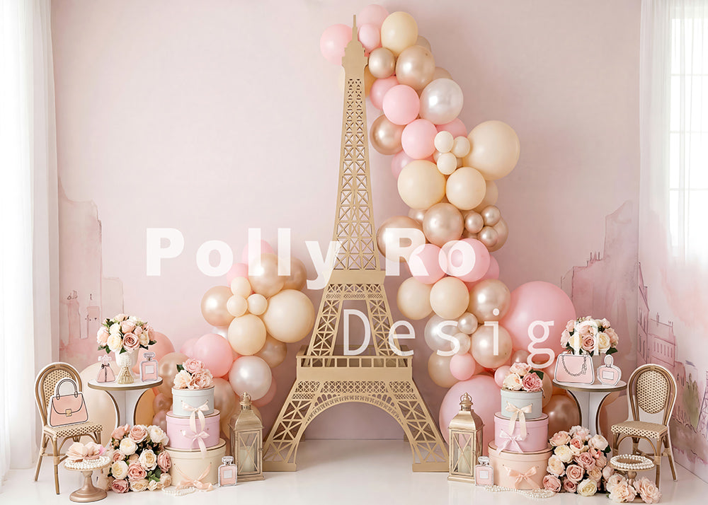 Toile de fond pour photographie de baiser de roses et de ballons de la Saint-Valentin d'Avezano conçue par Polly Ro Design