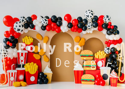 Avezano Fast Food Themed Balloon Arch Photography Backdrop Designed By Polly Ro Design