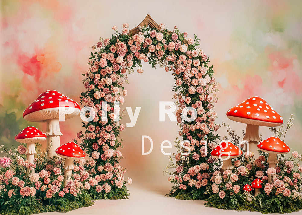 Toile de fond pour photographie de baiser de roses et de ballons de la Saint-Valentin d'Avezano conçue par Polly Ro Design