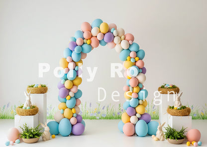 Toile de fond pour photographie de baiser de roses et de ballons de la Saint-Valentin d'Avezano conçue par Polly Ro Design