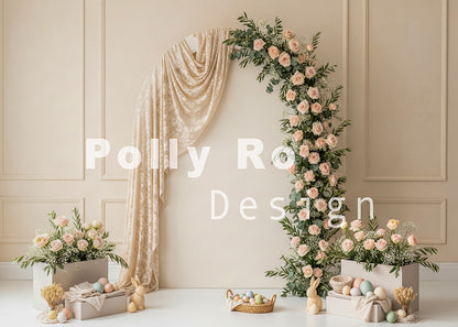 Toile de fond pour photographie de baiser de roses et de ballons de la Saint-Valentin d'Avezano conçue par Polly Ro Design