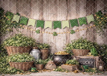 Avezano St. Patrick's Clover Gold Backdrop Designed By Enchanted Design Studio