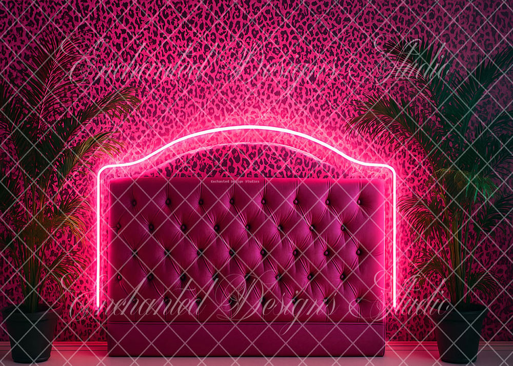 Avezano Pink Leopard Neon Headboard Backdrop Designed By Enchanted Design Studio