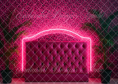 Avezano Pink Leopard Neon Headboard Backdrop Designed By Enchanted Design Studio