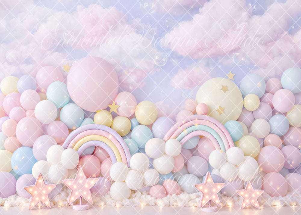 Avezano Pastel Rainbow Star Balloon Backdrop Designed By Enchanted Design Studio