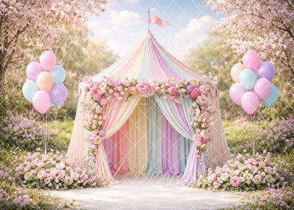 Avezano Pastel Floral Tent Cherry Blossom Backdrop Designed By Enchanted Design Studio