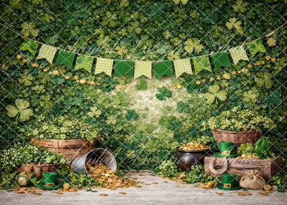 Avezano St. Patrick's Clover Gold Backdrop Designed By Enchanted Design Studio