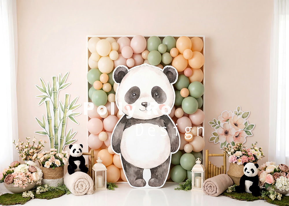 Avezano Panda Bamboo Balloon Wall Photography Backdrop Designed By Pol