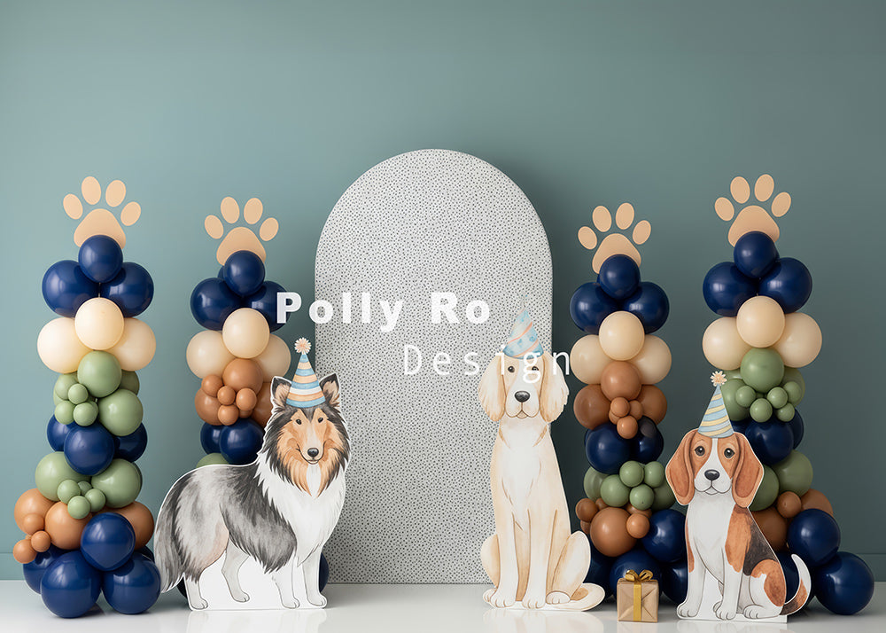 Avezano Dog Paw Print Birthday Hat Photography Backdrop Designed By Polly Ro Design