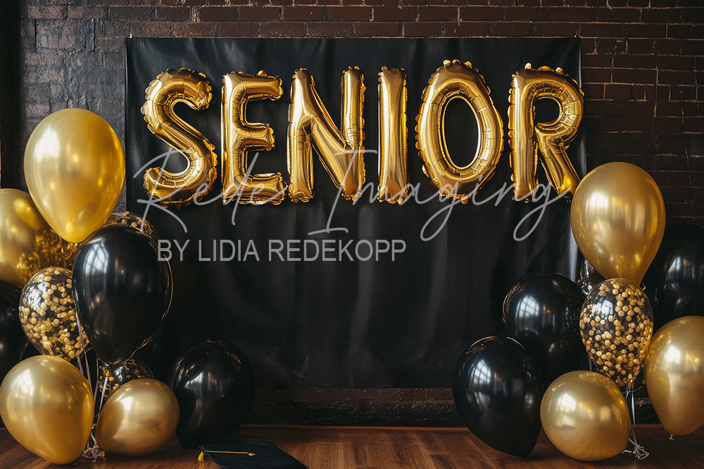 Avezano Black Gold Graduation Balloon Photography Backdrop Designed By Lidia Redekopp