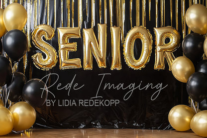 Avezano Black Gold Graduation Balloon Arch Photography Backdrop Designed By Lidia Redekopp
