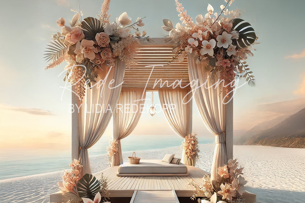 Avezano Tropical Floral Beach Tapestry Photography Backdrop Designed By Lidia Redekopp