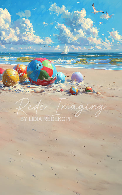 Avezano Beach Ball Ocean Scene Photography Backdrop Designed By Lidia Redekopp