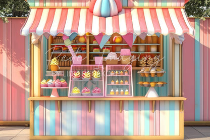 Avezano Pastel Striped Popcorn Cart Photography Backdrop Designed By Lidia Redekopp
