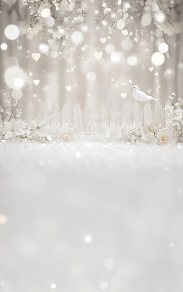 Avezano White Fence Love Birds Photography Backdrop Designed By Lidia Redekopp