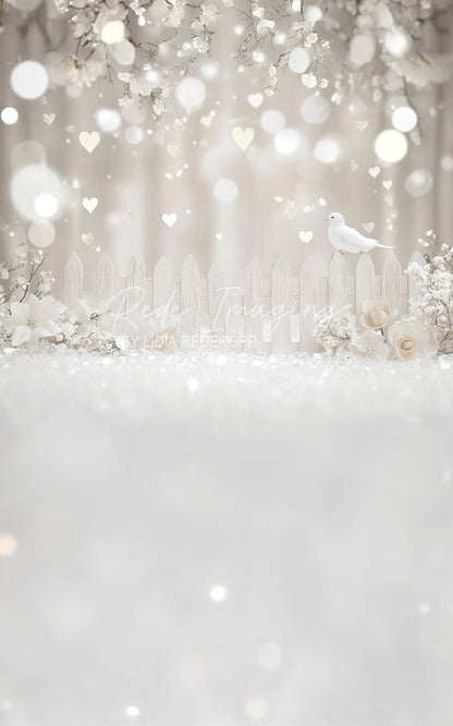 Avezano White Fence Love Birds Photography Backdrop Designed By Lidia Redekopp