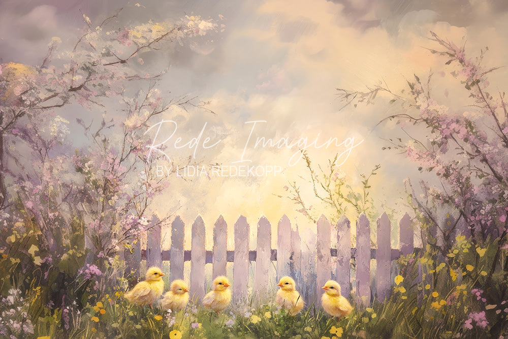 Avezano White Fence Baby Chick Photography Backdrop Designed By Lidia Redekopp