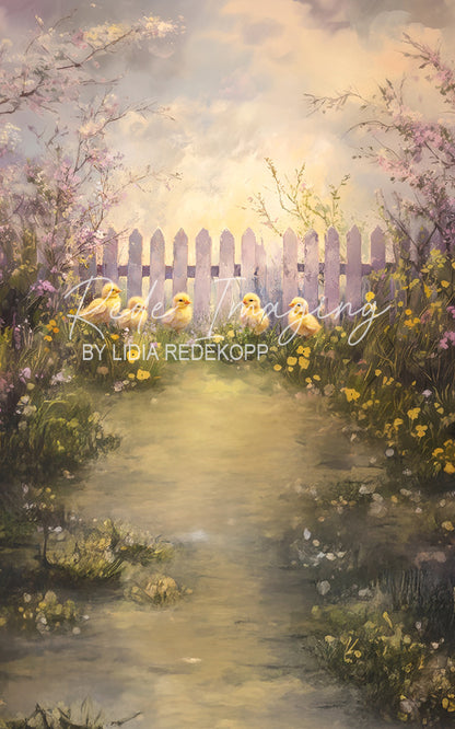 Avezano White Fence Baby Chick Photography Backdrop Designed By Lidia Redekopp