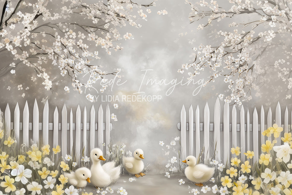 Avezano Pastel Blue Fence Duckling Photography Backdrop Designed By Lidia Redekopp