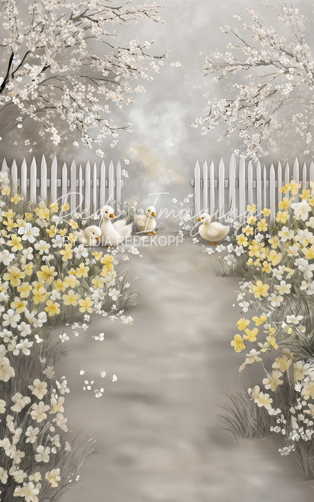 Avezano Pastel Blue Fence Duckling Photography Backdrop Designed By Lidia Redekopp