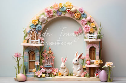 Avezano Pastel Blue Bunny Easter Arch Photography Backdrop Designed By Lidia Redekopp