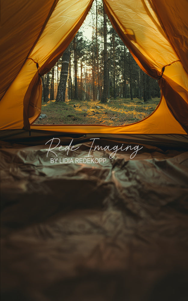 Avezano Yellow Tent Forest View Photography Backdrop Designed By Lidia Redekopp