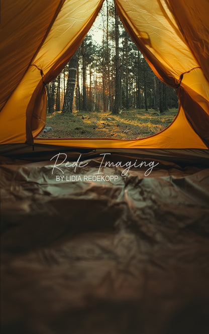 Avezano Yellow Tent Forest View Photography Backdrop Designed By Lidia Redekopp