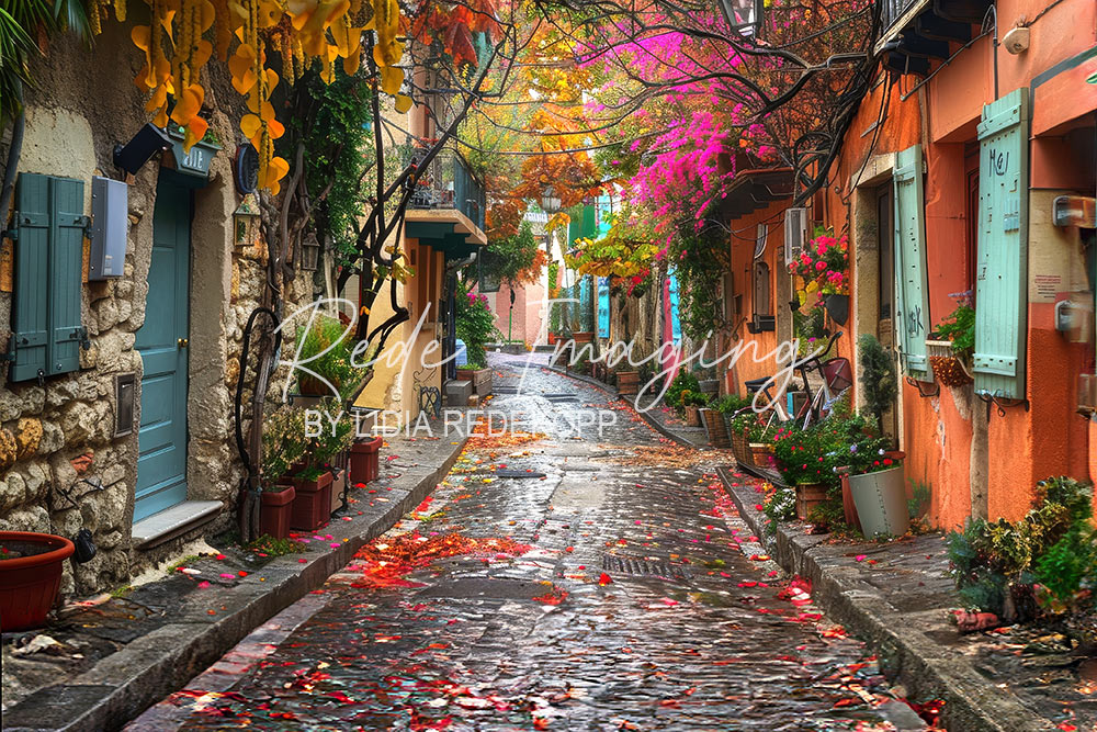 Avezano Autumn Floral Italian Street Photography Backdrop Designed By Lidia Redekopp