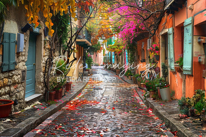 Avezano Autumn Floral Italian Street Photography Backdrop Designed By Lidia Redekopp