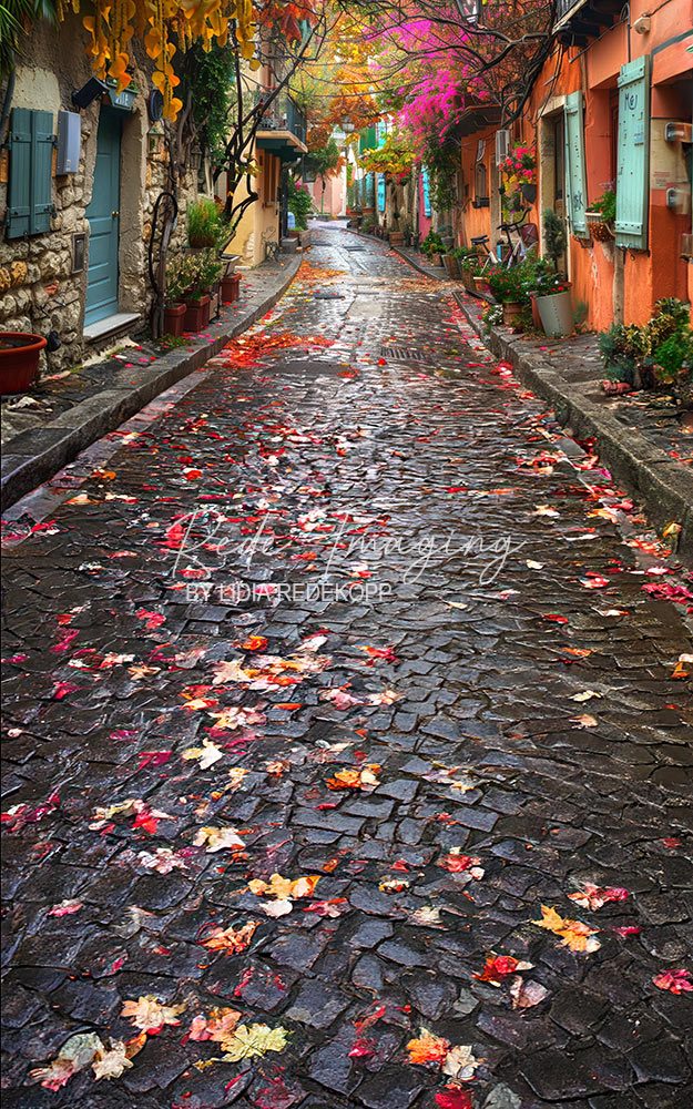 Avezano Autumn Floral Italian Street Photography Backdrop Designed By Lidia Redekopp