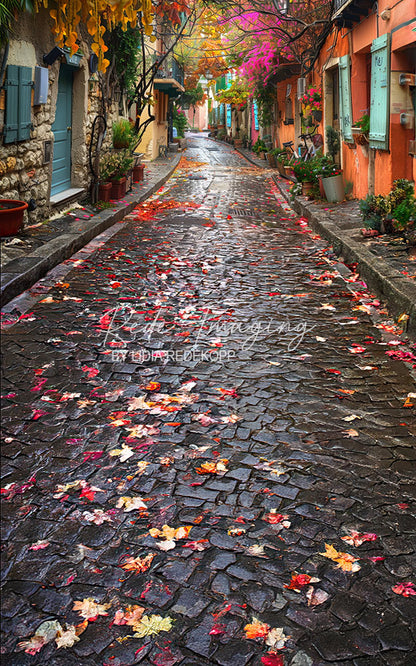 Avezano Autumn Floral Italian Street Photography Backdrop Designed By Lidia Redekopp