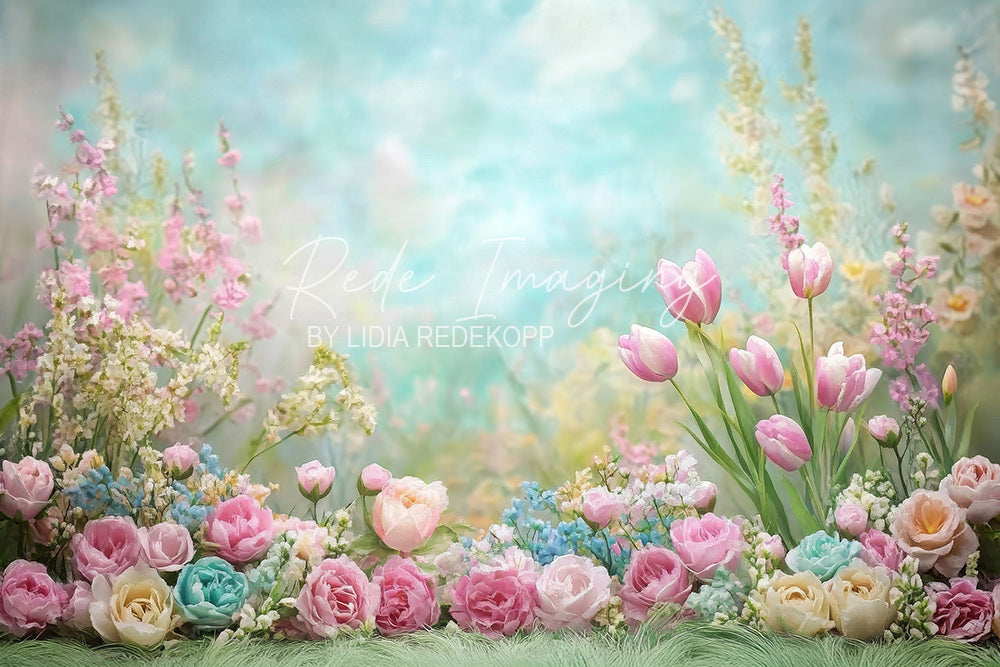 Avezano Pastel Tulip Meadow Photography Backdrop Designed By Lidia Redekopp