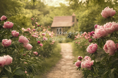 Avezano Pink Peony Pathway Photography Backdrop Designed By Lidia Redekopp